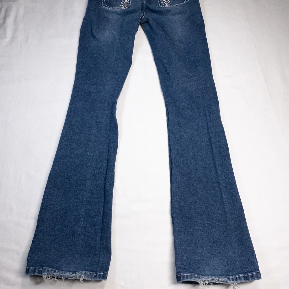 Silver Diva Womens Bootcut Jeans Blue High Waist Embellished Pockets Size 1